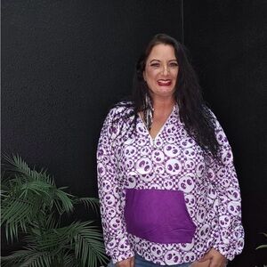 Vibrant Purple Skull Women's Hoodie with Purple Pocket